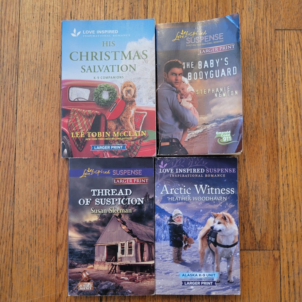 Love Inspired 4pc Book Lot Larger Print Romance Suspense K-9 Unit Christian